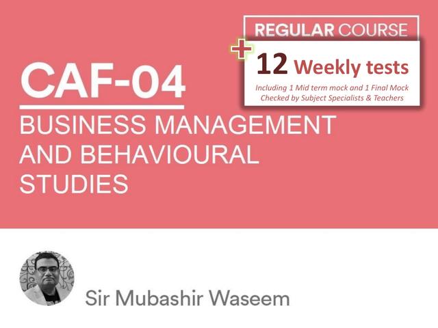 CAF 04 Business Management and Behavioural Studies Including Test Session